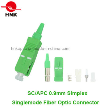 Sc APC 0.9mm Simplex Singlemode Fiber Optic Connector